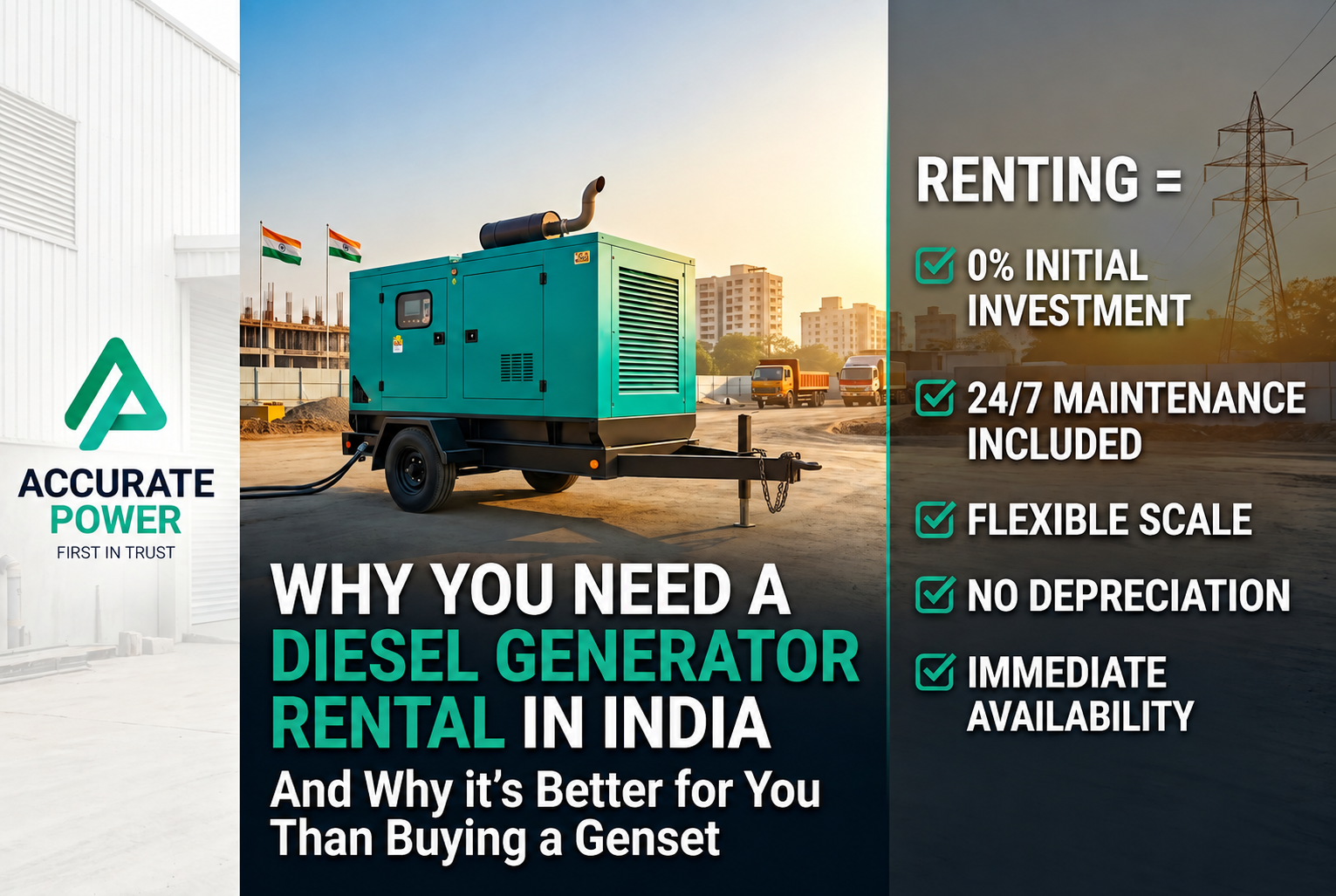 Why You Need a Diesel Generator Rental in India (And Why it’s Better for you Than Buying a Genset)